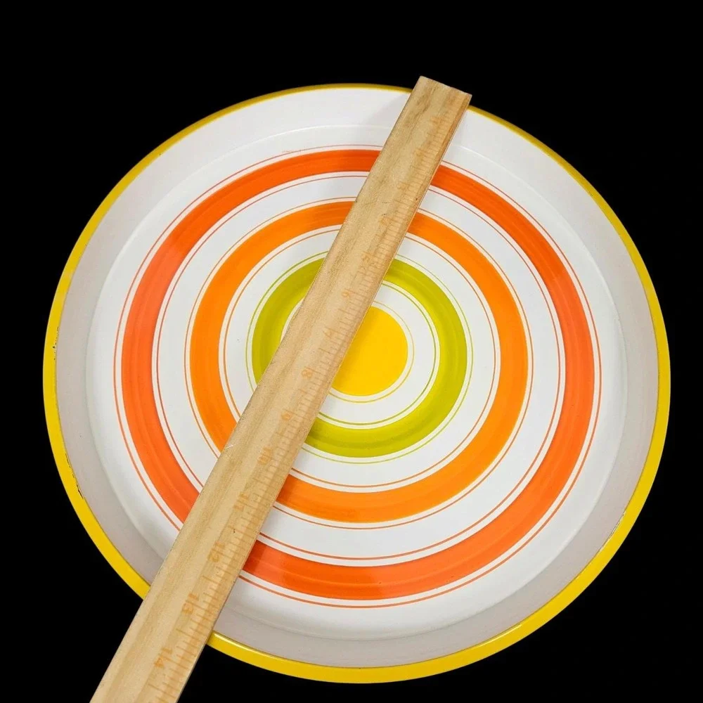 Vintage 60s Gamblers Import Candy Striped‎ Oval Enamelware Circle Tray Japan